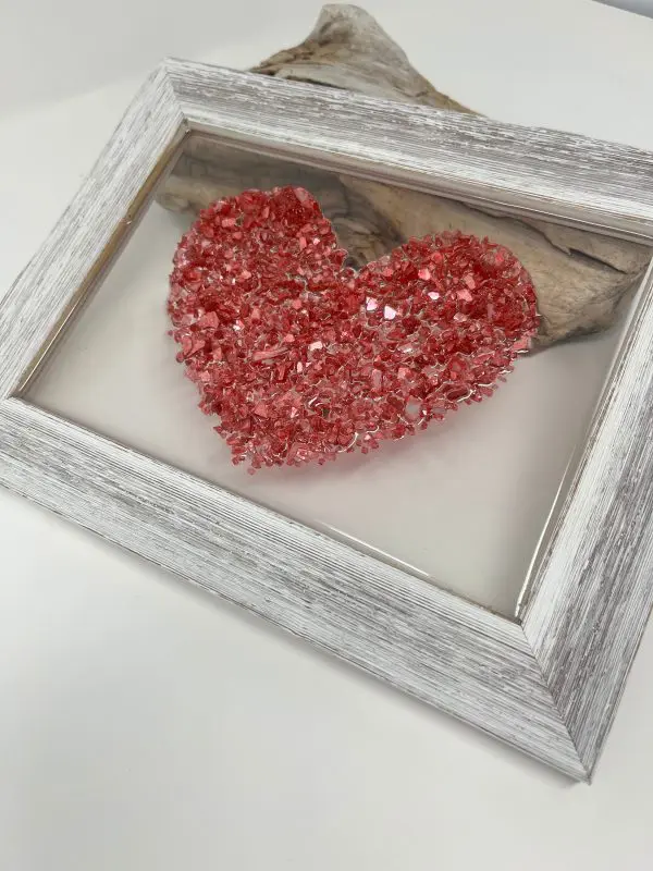 Red Heart Wall Resin Art