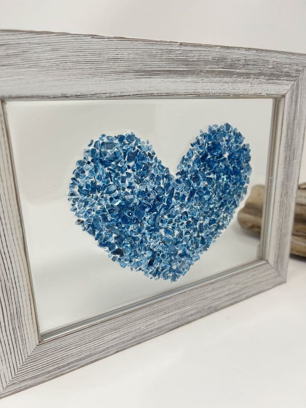 blue glass hand crafted friendship heart resin wall art