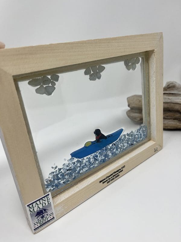 maine coastal designs wall art | dog in boat