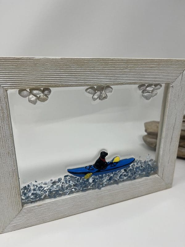 maine coastal designs wall art | dog in kayak