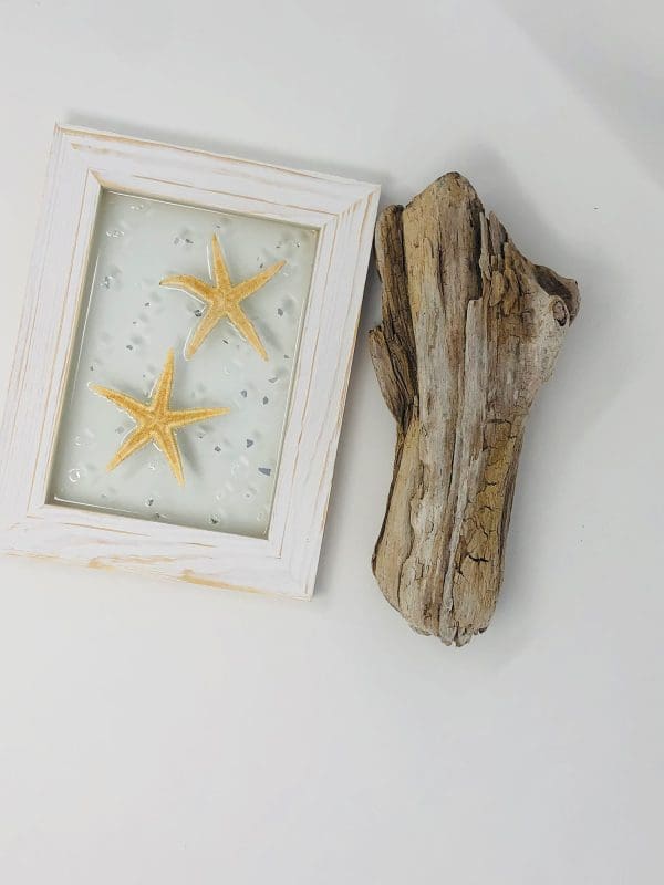 starfish resin art with white frame