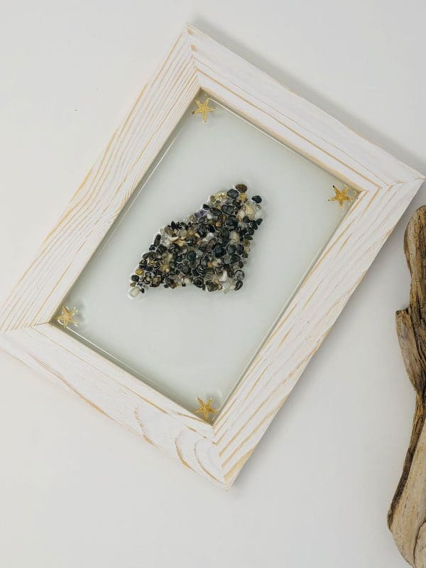 handcrafted multi colored maine pebble resin wall art
