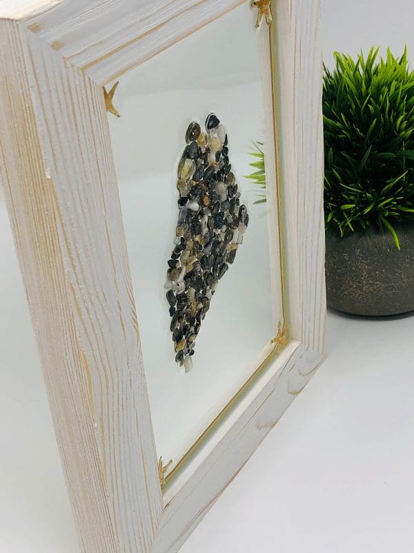 multi colored maine pebble resin wall art with wood frame