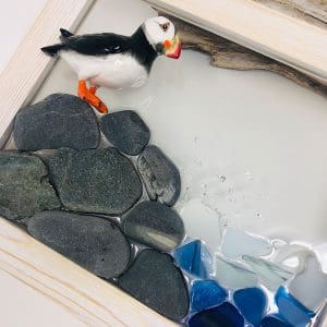 puffin - handmade wall decor with pebbles