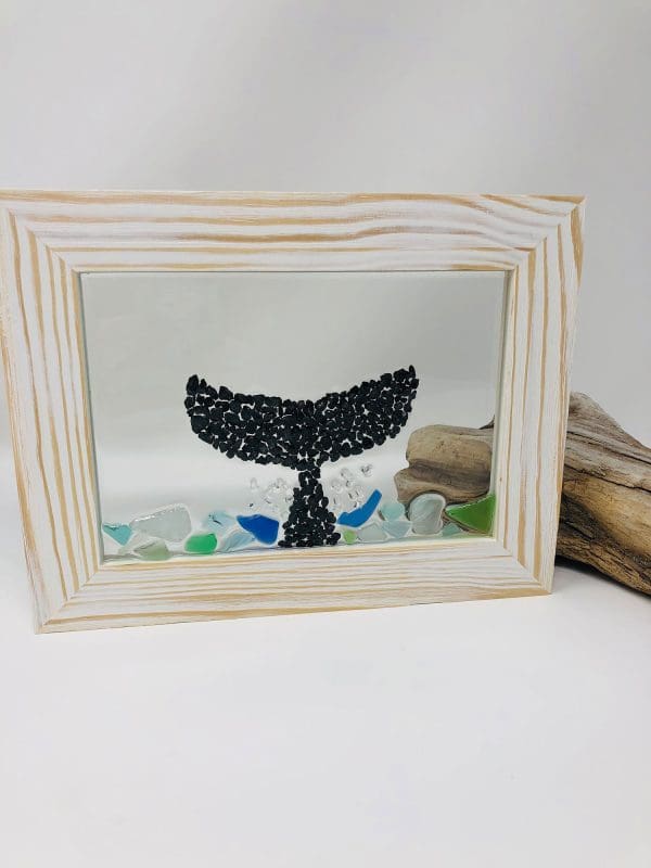black pebble whale tale resin art