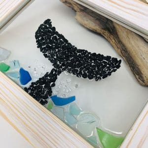 black pebble whale tale resin wall art