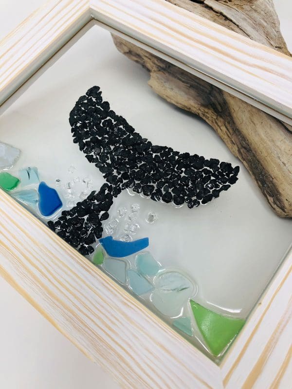 black pebble whale tale resin wall art