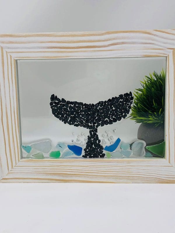 black pebble whale tale resin art
